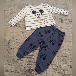 Disney - Mickey Mouse 2 Piece Striped set. 3 Months